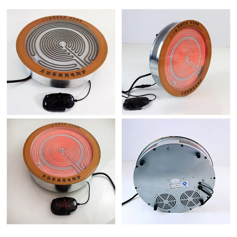 Kompor tanam keramik komersial 5000W, panci masak 1 tungku listrik Hotpot tunggal