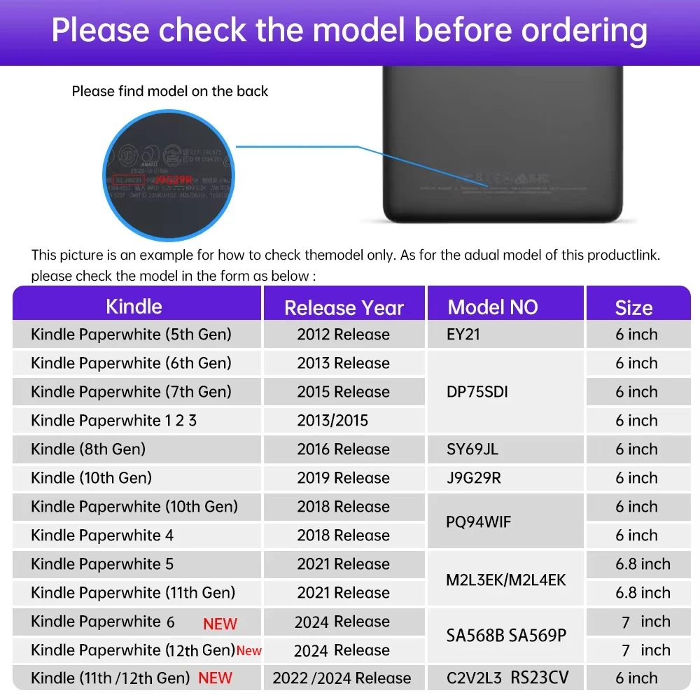 لـ Kindle Paperwhite 1 2 3 4 5 6 10th 11th 12th Gen 2024 2022 حافظة من جلد البولي يوريثان كابا لـ Kindle 10th Generation 2019