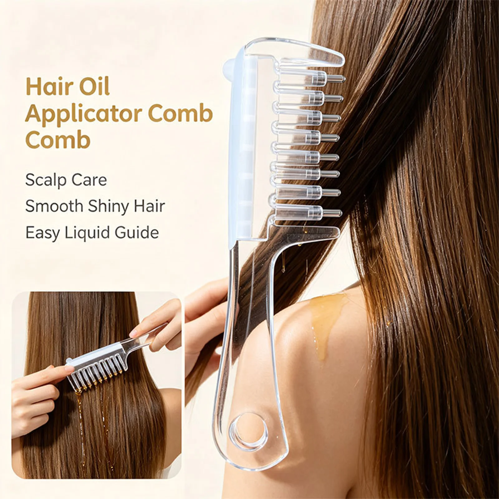 Portable Transparent Hair Root Comb Liquid Guide Applicator Scalp Massage Comb Hair Oil Serum Brush Anti-Leak Hair Care Tool