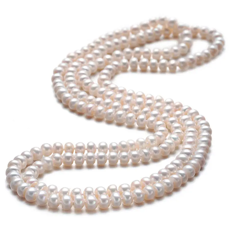 

120cm/160cm Long Pearl Necklace Genuine Natural Freshwater Pearl Sweater Chain Necklace For Women Jewelry Fashion Gift