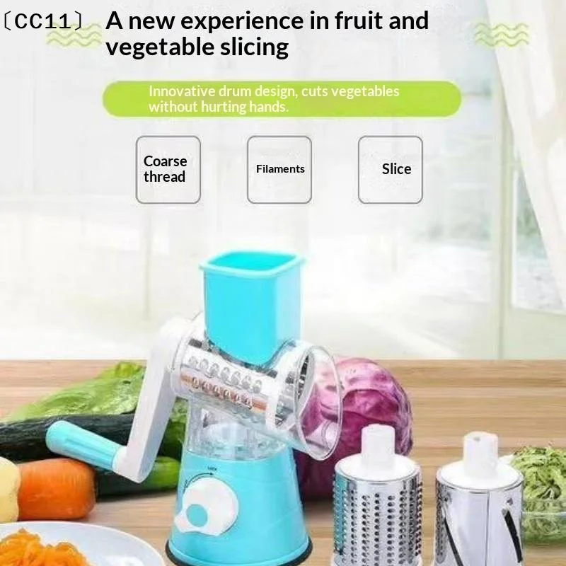 Manual Rotary Vegetable Slicer Grater With Multiple Blades Easy Clean For Home Kitchen Cooking〔CC11〕