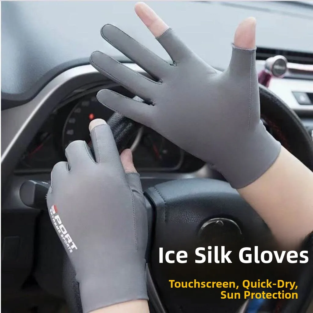

Sun Protection Ice Silk Gloves for Men Summer Thin Fingerless Fishing Driving Riding Outdoor Activities Anti-Slip Half Finger