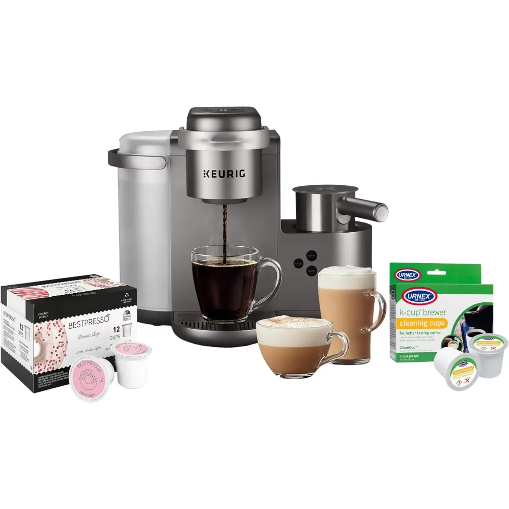 

K-Cafe Special Edition Coffee Maker with Latte and Cappuccino Functionality - Convenient Brewing - (Nickel) Bundle with Donut