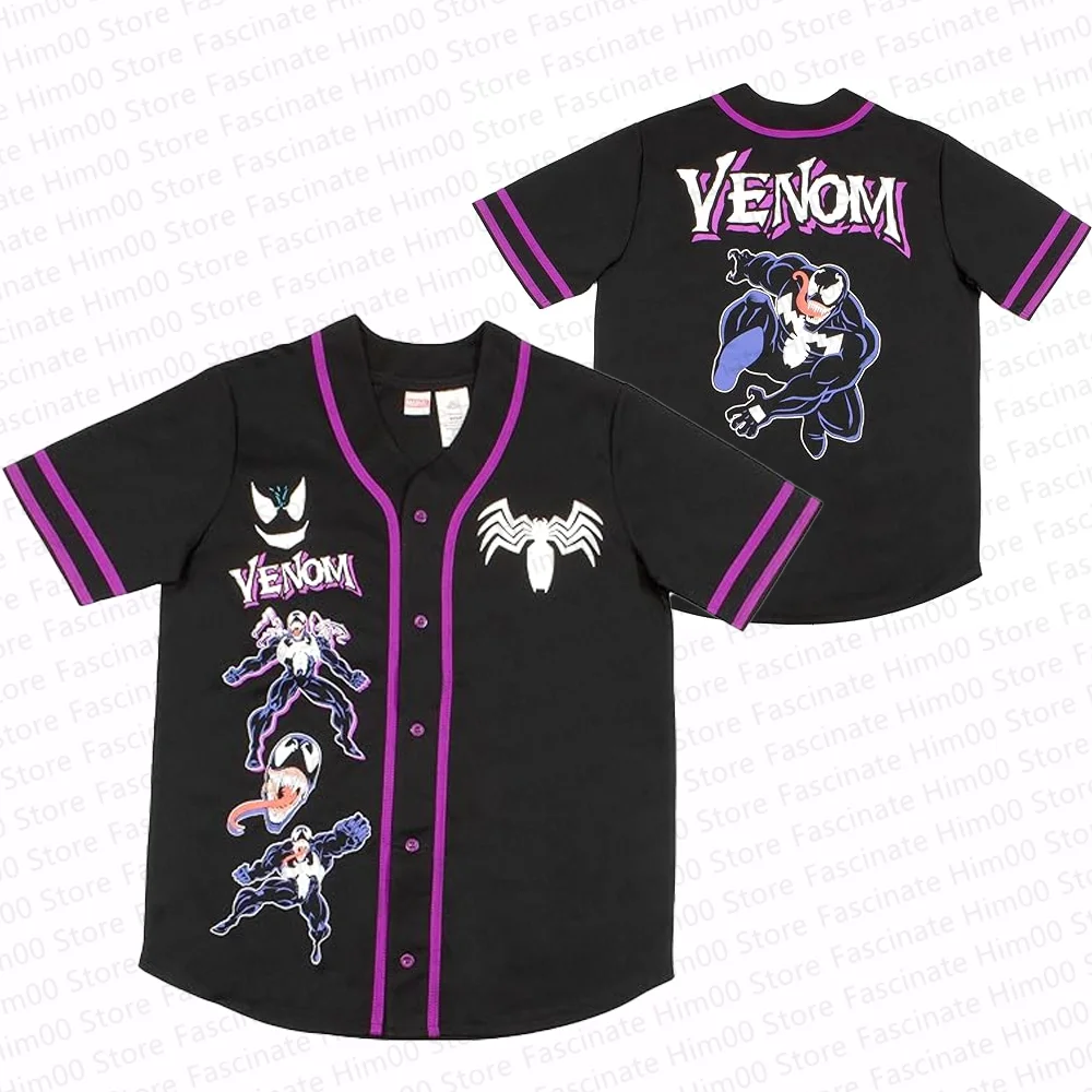 Marvel Venom cool Tshirt Mens summer short-sleeved sports baseball uniform T shirt Pig Man Venom childrens baseball T shirt set