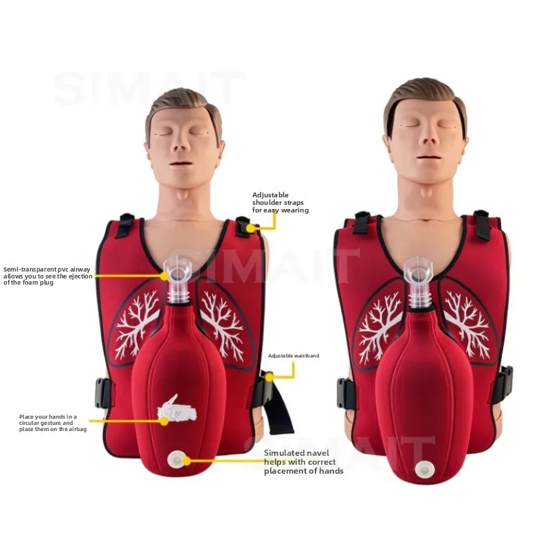 Heimlich First Aid Vest, Obstruction Trainer, Tracheal Obstruction, Blockage, Suffocation, Rescue Training Vest Model