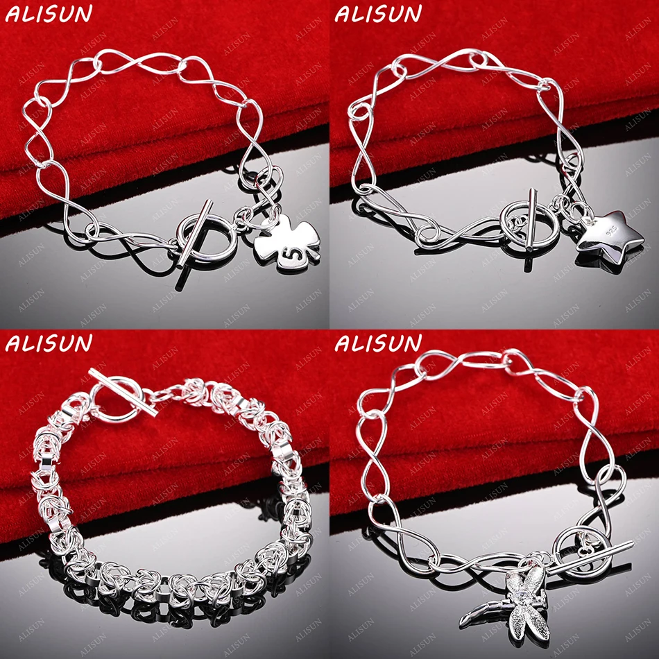 

ALISUN 925 Sterling Silver Design Bracelets Geometric For Women Men Creativity Gifts Street All-match Party And Daily Wear