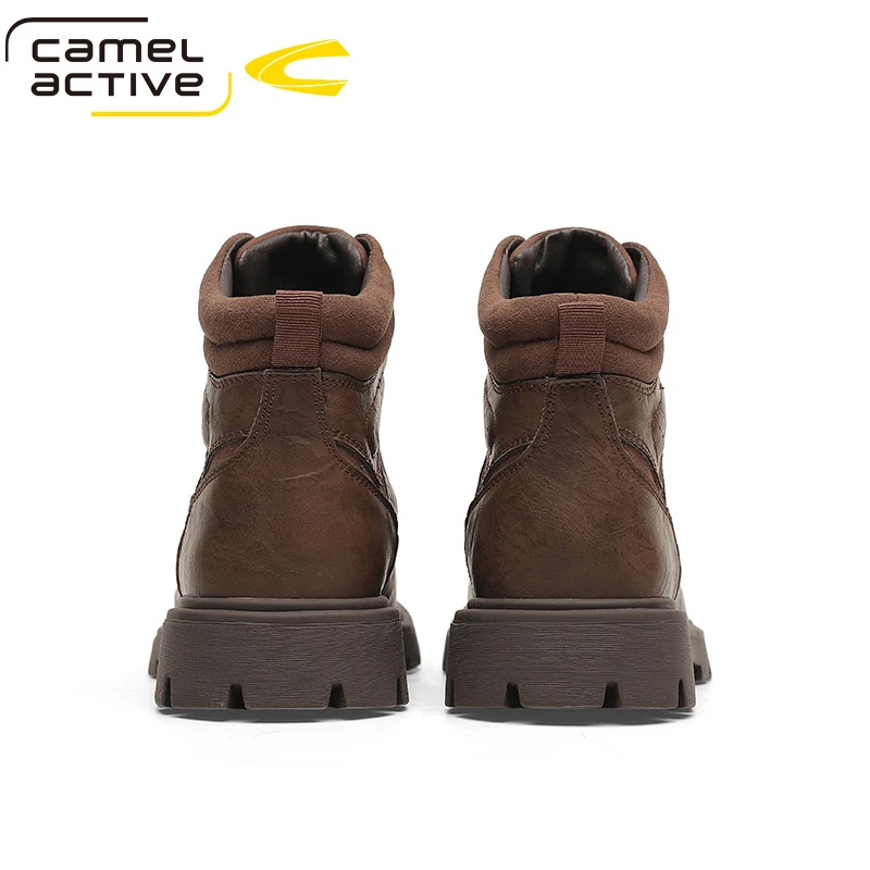 Camel Active New Natural Wool Men Winter Shoes Warmest Genuine Leather Handmade Men Winter Snow Boots