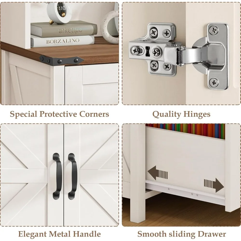 خزانة ملفات مع درجين لملفات التعليق بحجم قانوني/حرف/A4، خزانة حفظ المزرعة مع رف قابل للتعديل، خزانة خشبية كبيرة #6