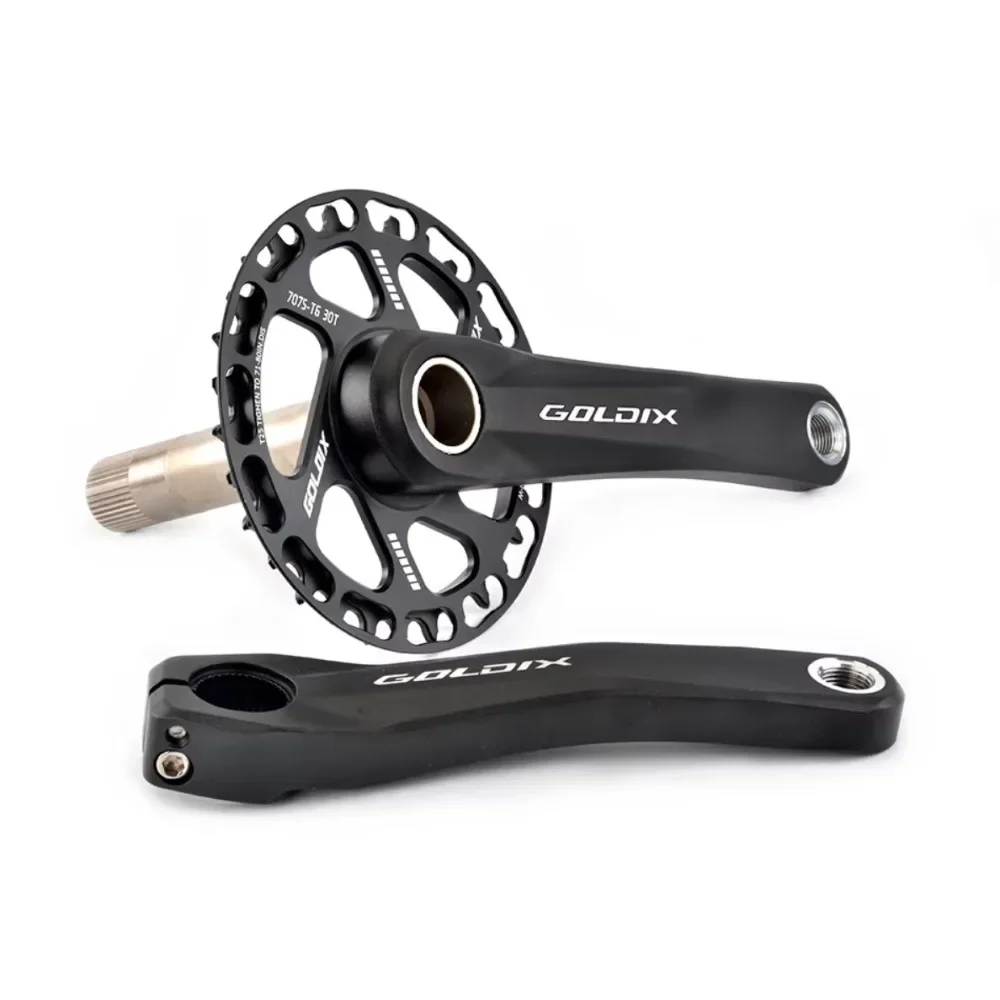 GOLDIX Ultraleichte MTB-Fahrradkurbelgarnitur Kinderfahrradkurbel 110/127/140/150/155/160mm Schwarz 28T-36T 7-10-Gang Fahrradteile – Detail 2