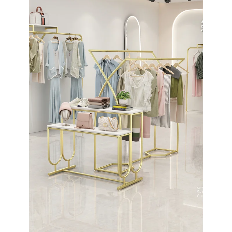 

Clothing store, Zhongdao rack, simple clothing, double-row shelves, women's clothing, floor-to-ceiling storage, running water ta