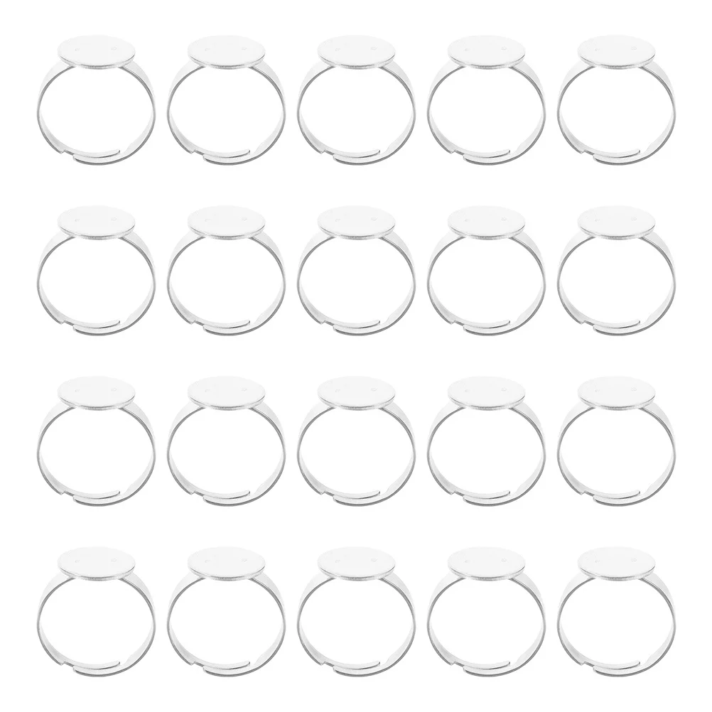 

40Pcs Stainless Steel Rings Base Flat Round Tray Adjustable Pad Blank for DIY Finger Rings Jewelry Making Supplies Cabochon