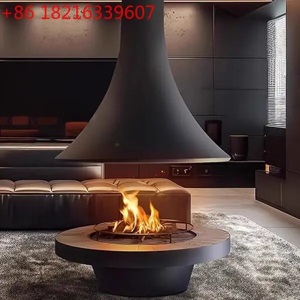 Chimenea colgante, platillo volador redondo, cuerno, alcohol famoso, fuego real, simulación electrónica, atomización 3D