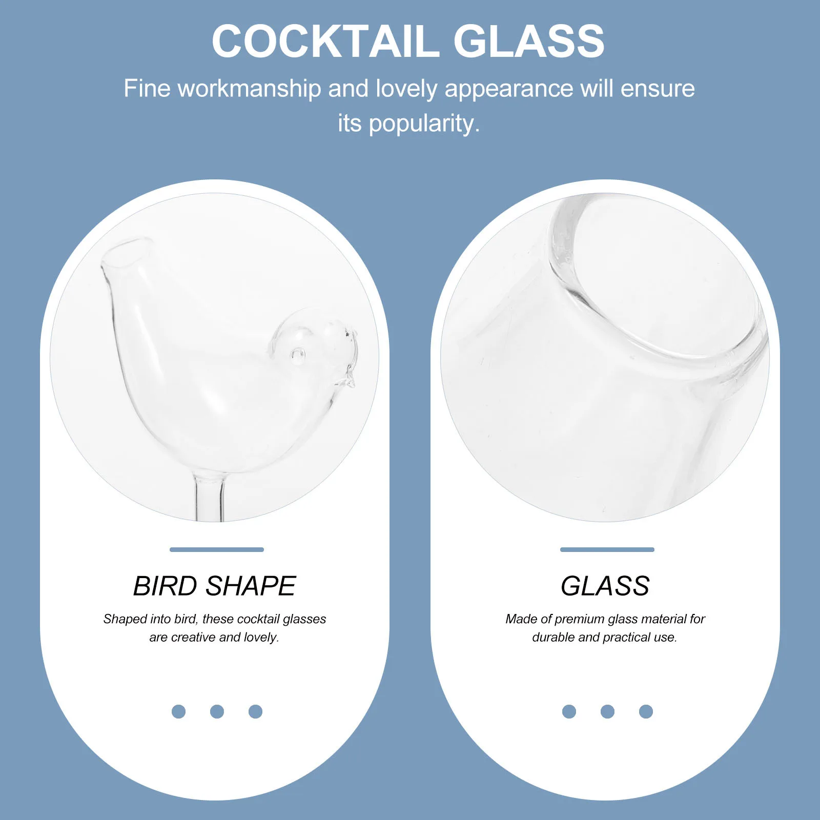 

1Set Bird Shape Cocktail Glasses Transparent Premium Glass Practical Bar Hotel Home Use Cocktail Glass