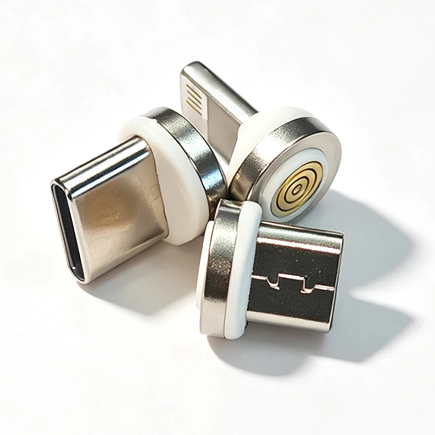 5/10pcs 7-Core Magnetic Suction Type-c Micro Male Round For Android 3-in-1 Charging Data Cable Plug