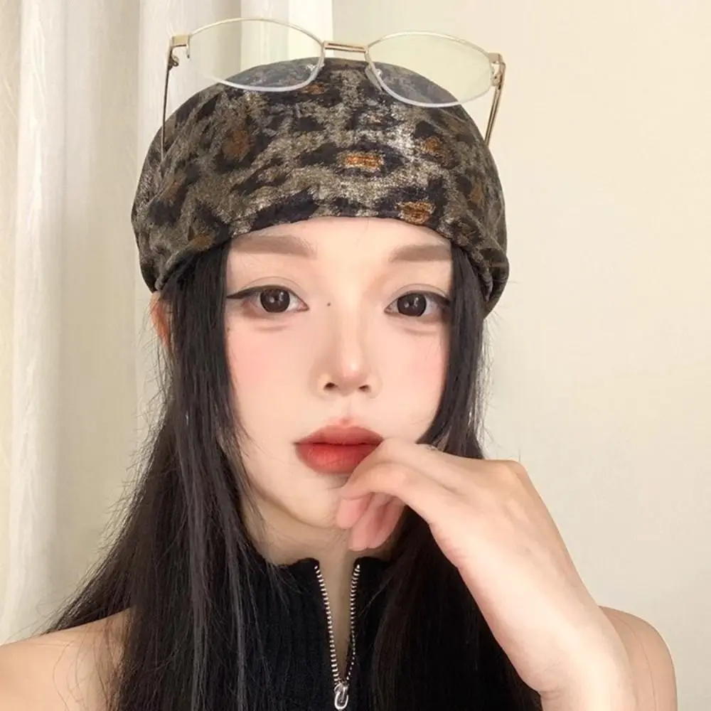 

Elegant Sweet Leopard Print Headscarf Star All-match Y2k Print Turban Chest Scarf Headband Punk Bandana Beach