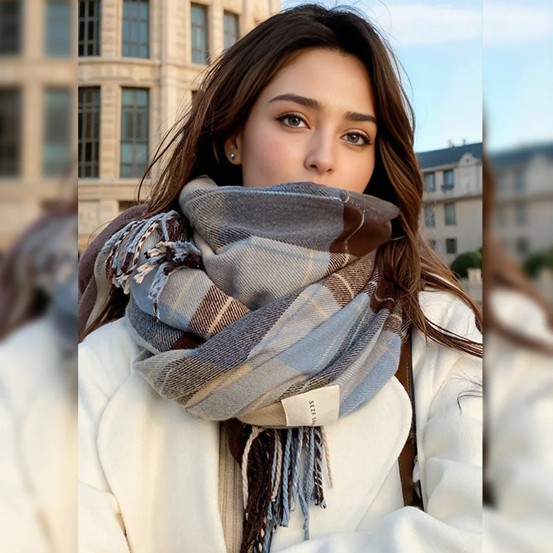 

2025 Autumn Winter Plaid Scarf for Women And Men High-End Korean Style Versatile Warm Neck Warmer for Couples