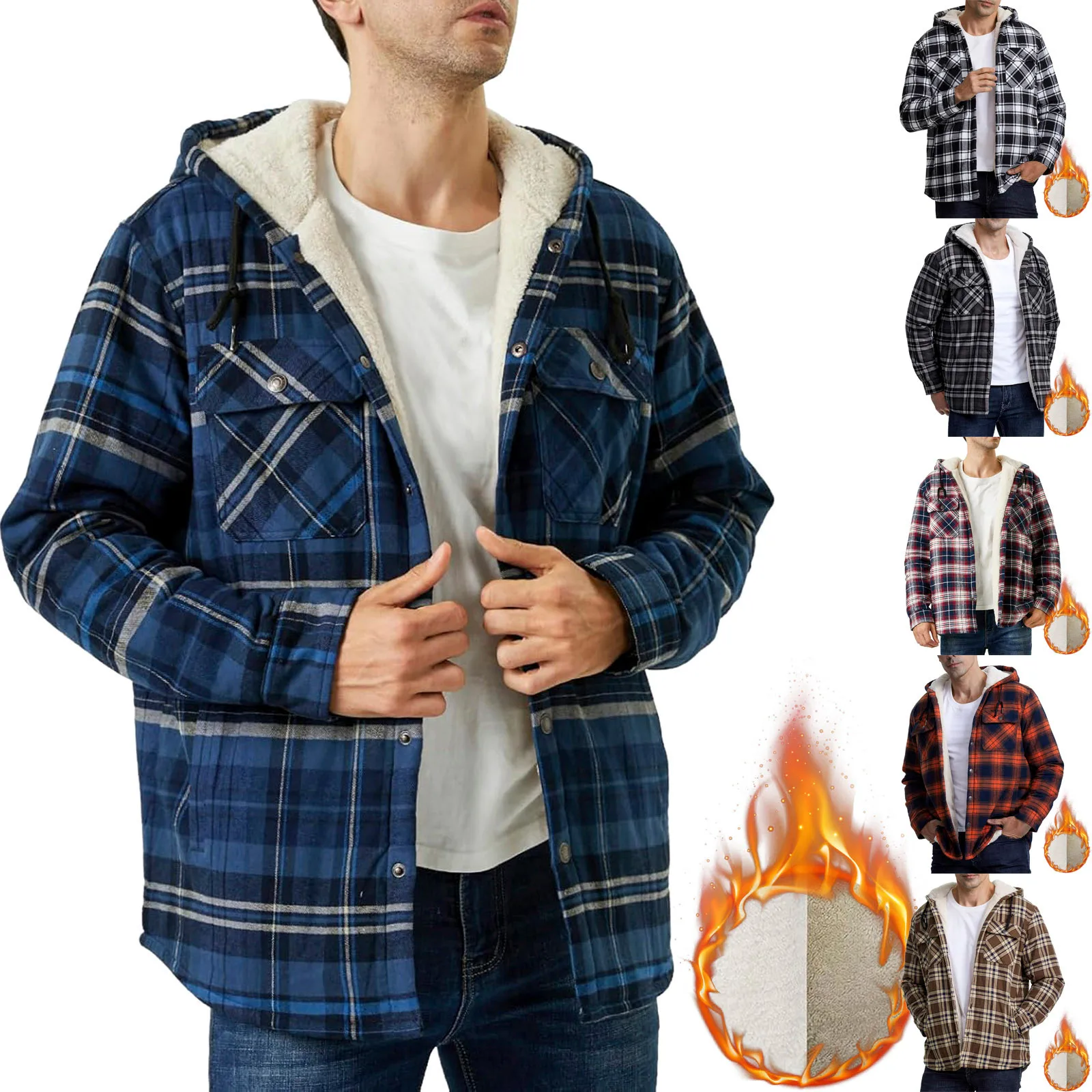 ชาย Flannel กระเป๋าเสื้อลายสก๊อตผู้ชายกีฬา Hooded JACKET เรียงรายเสื้อแจ็คเก็ตผู้ชายขนาดใหญ่ All Might JACKET