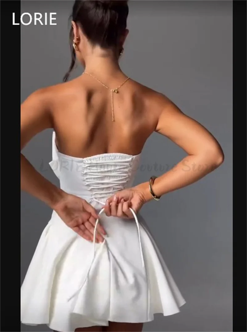 LORIE A Line Backless Wedding Dress Bow vestidos de novia Spaghetti Strapless Bride Dresses Wedding Gowns Customized 2025
