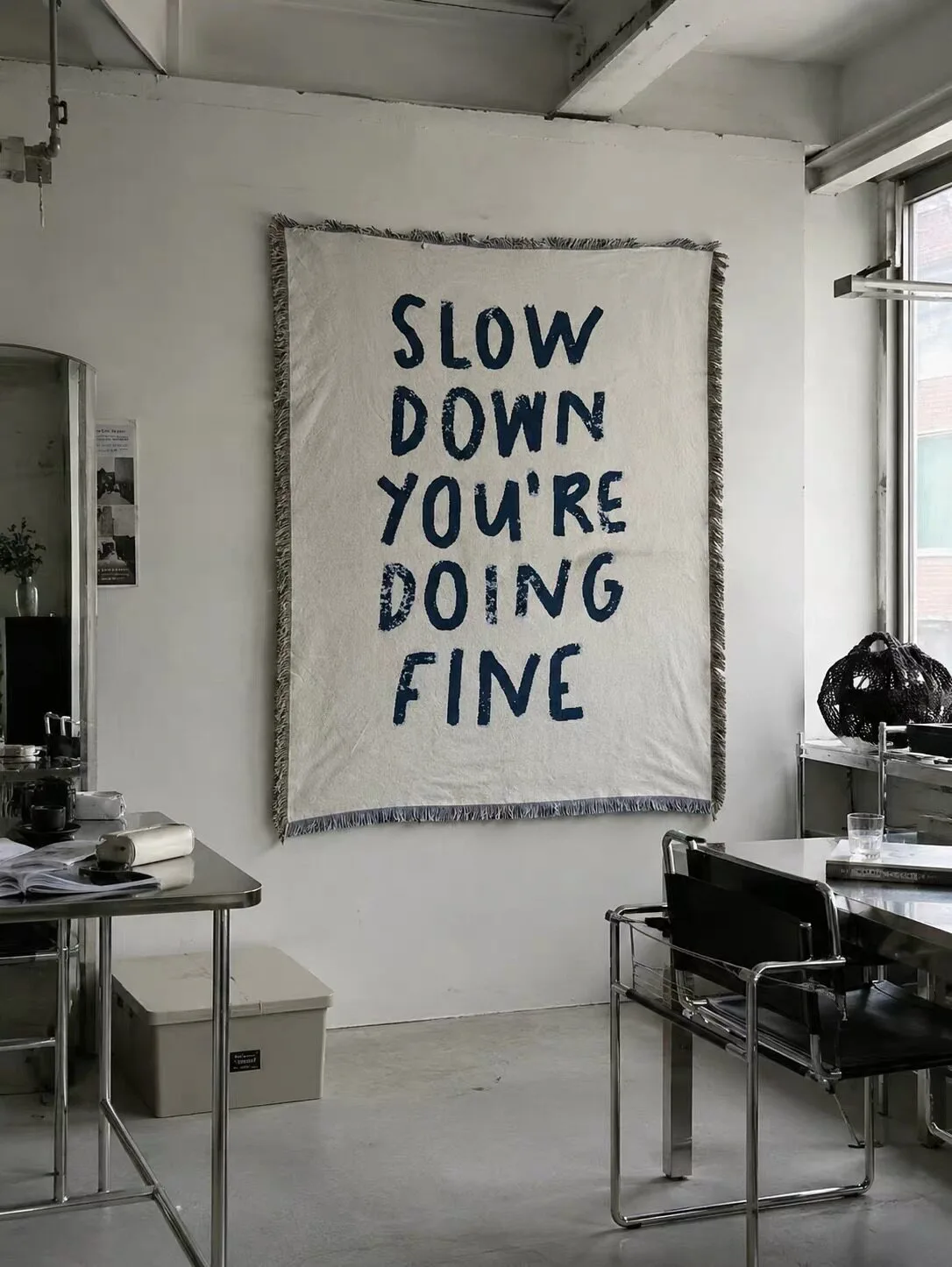 INS Blogger Style 'Slow down You Are Doing Fine' European American Inspirational Healing Tapestry - Bedroom Decorative Wall Blan