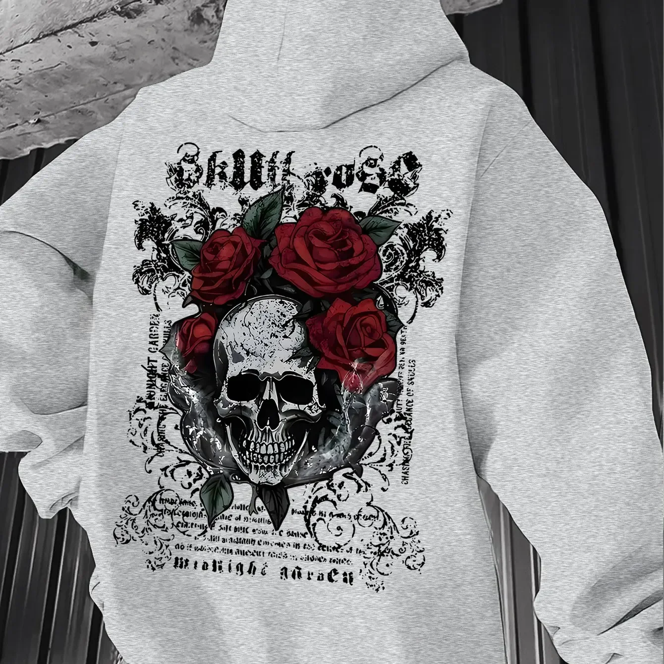Men's trendy American hip-hop style skull print hoodie long-sleeved pullover men's sweatshirt with street dark style - Image 6