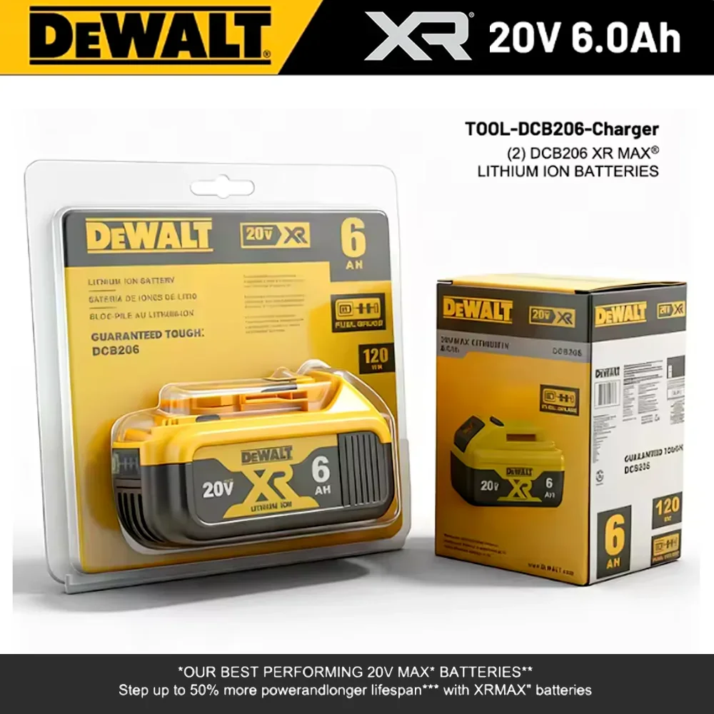 

Original Dewalt 20V PowerTool battery DCB206 lithium-ion Battery 6.0Ah quality assurance, replacement DCB205 DCB609 DCB612
