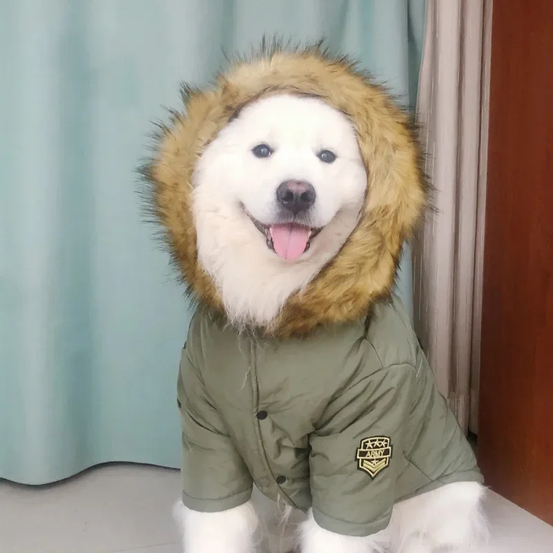 Big Dog Coat Jacket Outfit Winter Pet Clothes Corgi Samoyed Border Collie Labrador Golden Retriever Weimaraner Dog Clothing