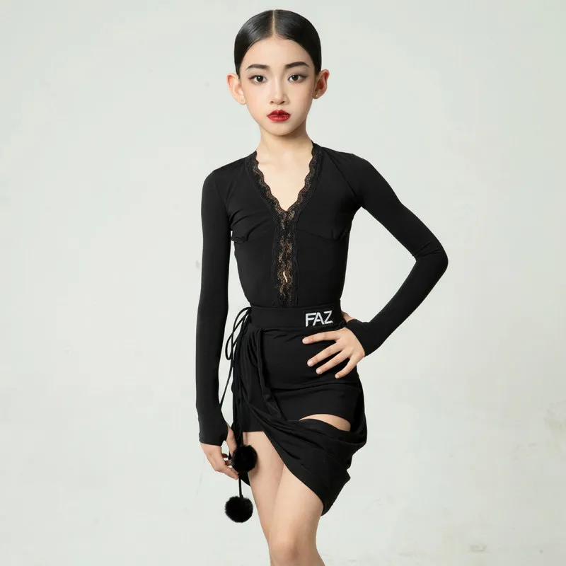 Girls High End Latin Dance Dress Spring Summer Ballroom Costume for Training Practice Stage Performance Performance Dancewear