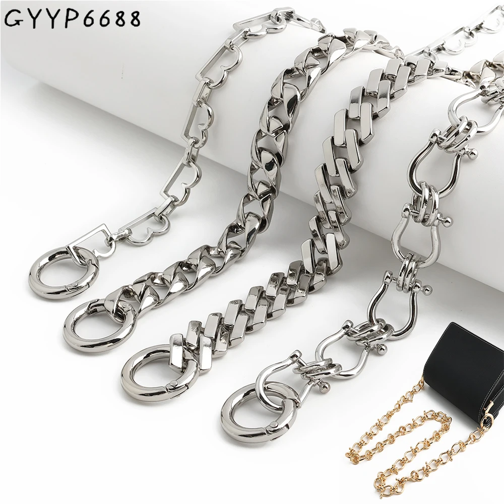 

1 шт. Уникальный ремешок-цепочка для сумки из цинкового сплава, плоская цепочка с O-образным кольцом, ремень для сумки, для самостоятельного изготовления сумок через плечо, съемные аксессуары