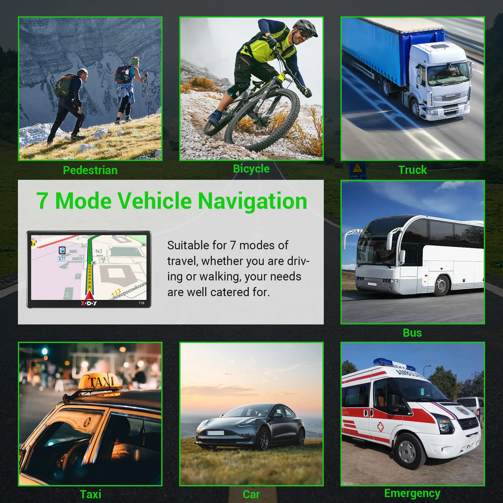 XGODY 7 ''شاحنة Sat Nav HGV شاحنة LGV 2024 تحديث المملكة المتحدة أوروبا خرائط Speedcam POIs