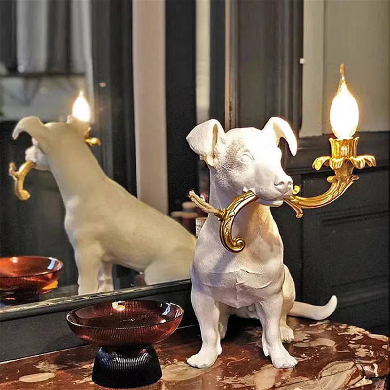 Italy RIO table lamp with candle cute home decor resin puppy desk light for kids bedroom living room  gift animals table lamp