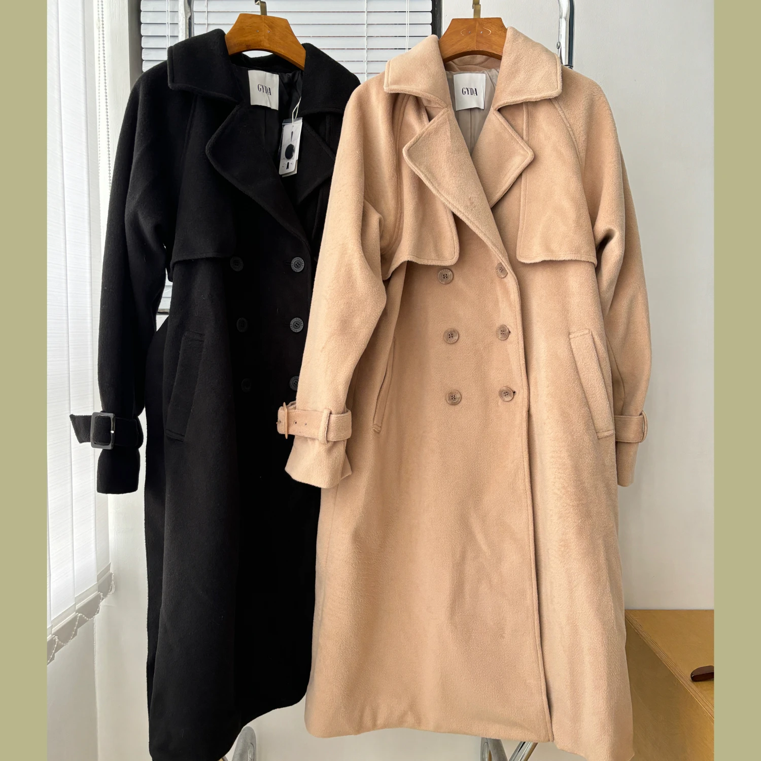 

Pure Two-Tone Woolen Coat by San u Ele And Sli Thiened Long Sve Suit Sle for Women in Spring And Autumn