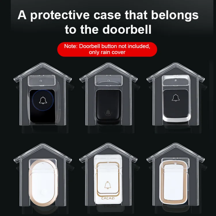 1pcs Doorbell Cover Wireless Transparent PC Waterproof Outdoor Doorbell Cover Outdoor Video Intercom Access Control Rain Cover