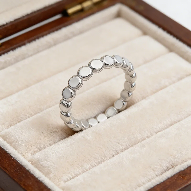 

Women's 925 Sterling Silver 1.8mm Flat Beaded Minimalist Knuckle Ring Silver Jewelry Fashion Accessory