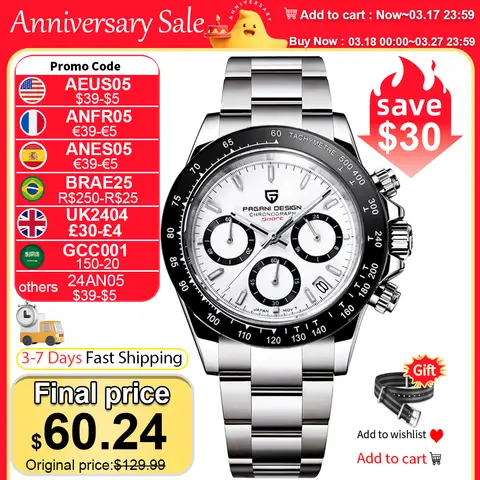 Men's Quartz Chronograph Watch 2025 PAGANI DESIGN