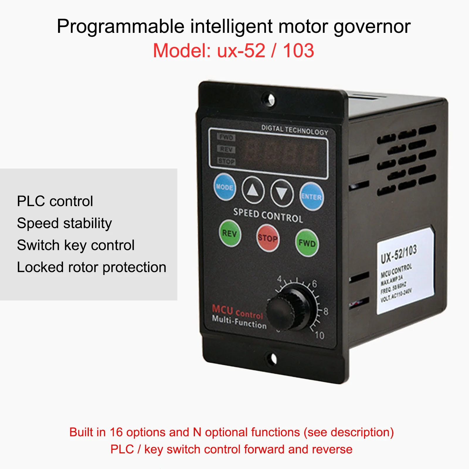 Speed Controller Single-Phase Input Three-Phase Output Motor Driver Frequency Converter With Four-Digit Digital Tube Display