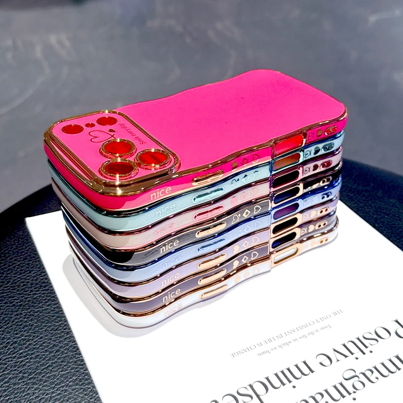 Funda suave con ola y acabado de lujo para iPhone 17 Air 16E 16 15 14 13 12 11 Pro Max 17Pro 16Pro 15Pro 14Pro 6