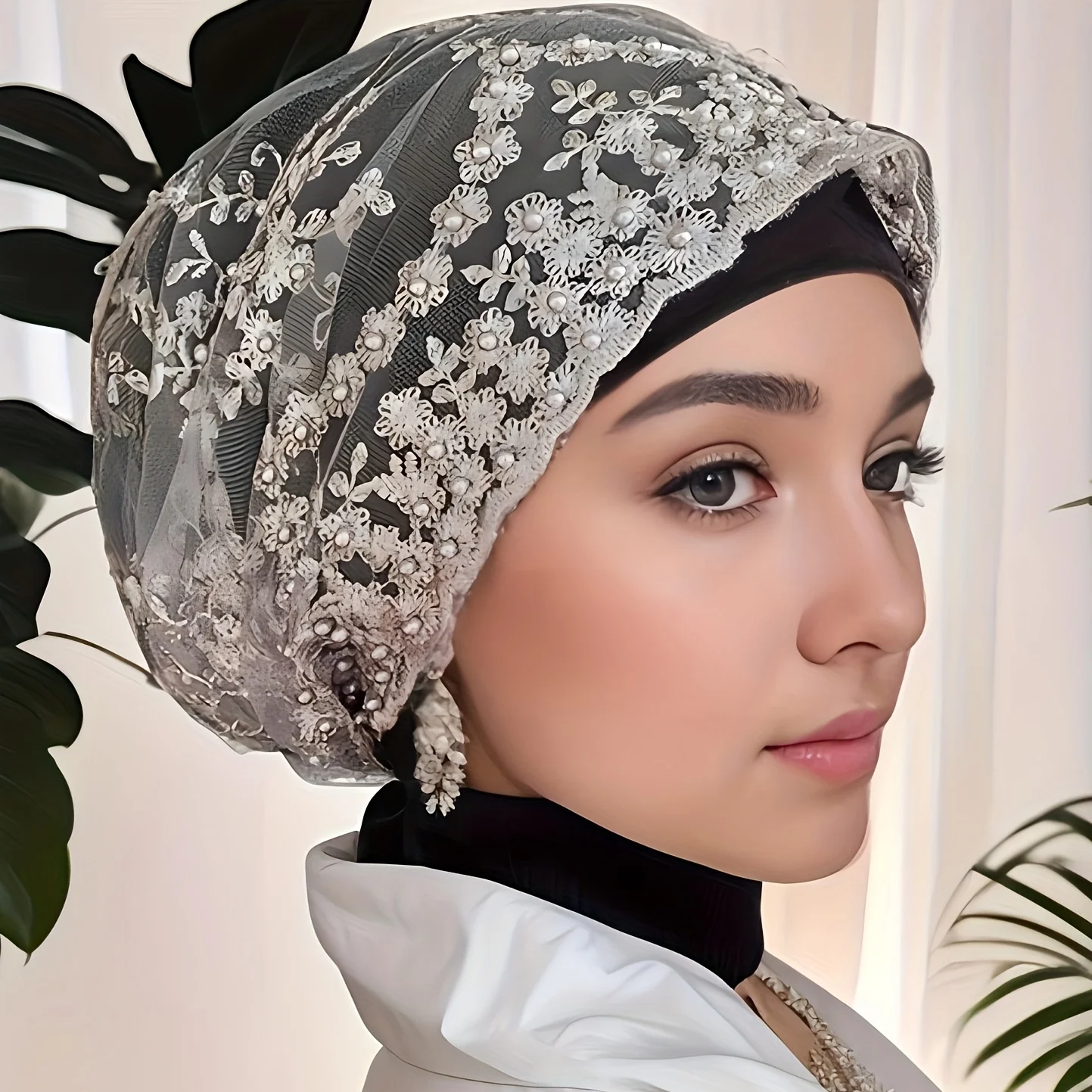 New gauze turban hat hijab women\'s fashionable baotou full beaded hat pile hat hot selling simple decorative hat Indian hat