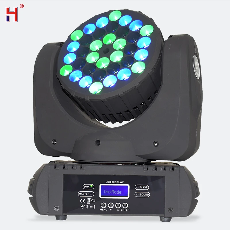 HongYi Moving Head Light Fixture 36x3W RGBW DMX DJ Professional Stage Wash with Sound Activation Spot Lighting For Disco Party