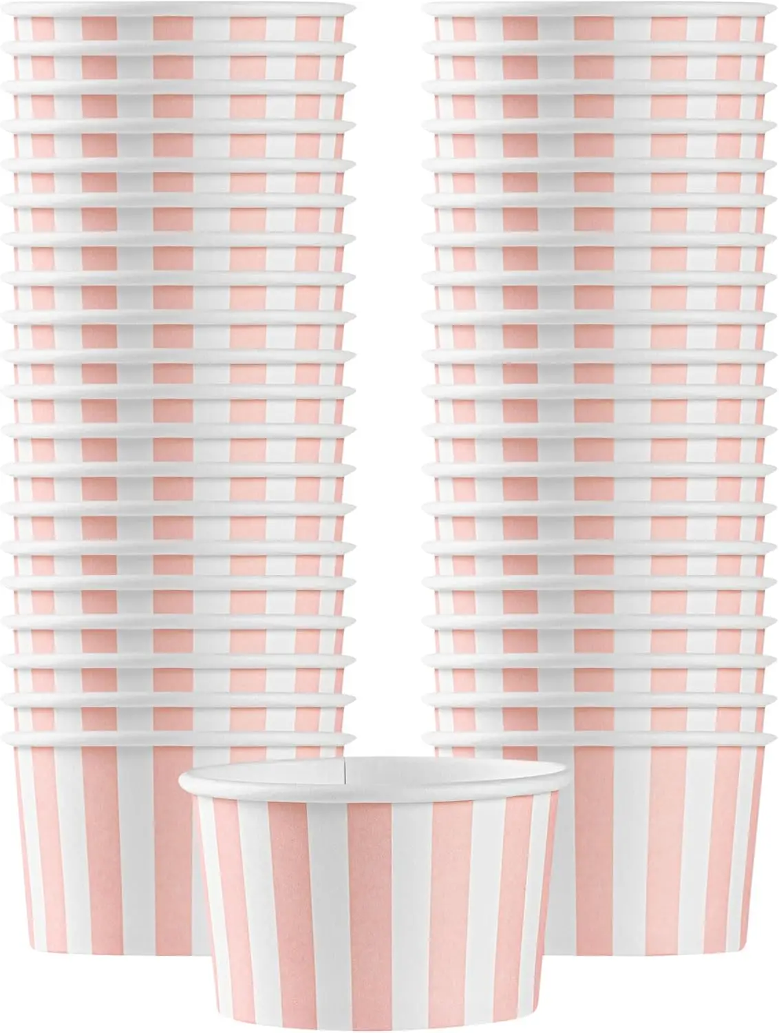 

Coppetta 3-Ounce Dessert Cups, 200 Disposable Ice Cream Cups - Lids Sold Separately, Striped, Pink And White Paper FroYo