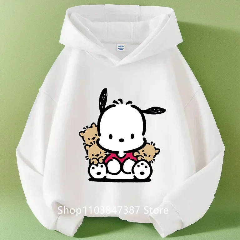 2024 Pochacco felpa con cappuccio abbigliamento per bambini abbigliamento per ragazze ragazzi felpe Kawaii a maniche lunghe primavera autunno Sanrio