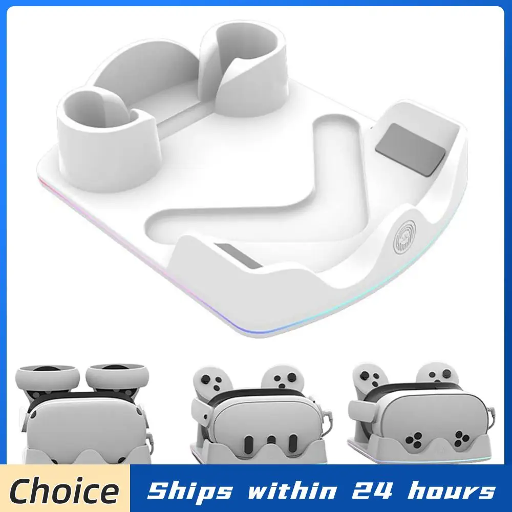 

Зарядная станция для VR-гарнитуры Meta Quest 3S, быстрая зарядка с RGB-подсветкой, подставка для Meta Quest 3S/Quest 3/Quest 2