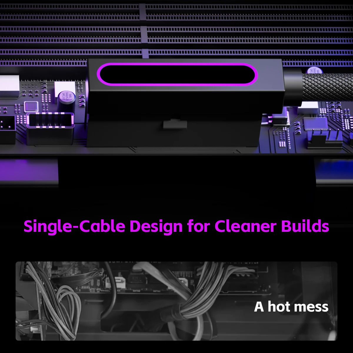 AIJS ATX 24PIN 오른쪽 연장 케이블, ARGB 5V 3Pin,18AWG 단선 남성-여성 커넥터