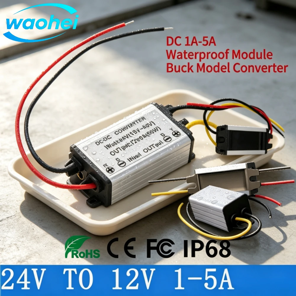 24V to 12V Converter Step Down 24V 12V Waterproof Module DC 1A-5A Buck Model Converter 24V to 12V Voltage Regulator CE ROHS