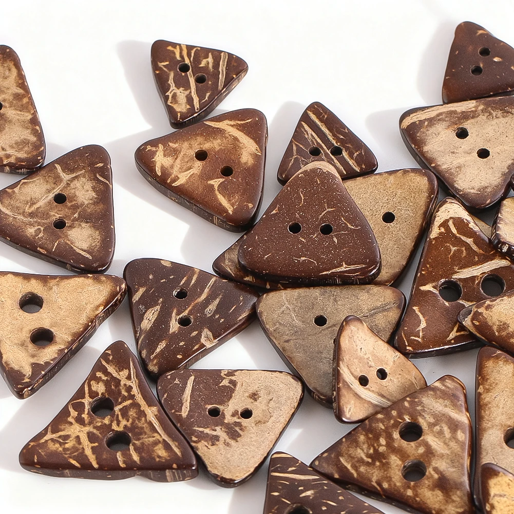 

20pcs Triangular Coconut Shell Eco-friendly Buttons 2-hole Clothing Sewing Replacement Buttons DIY Craft Decoration Accessories