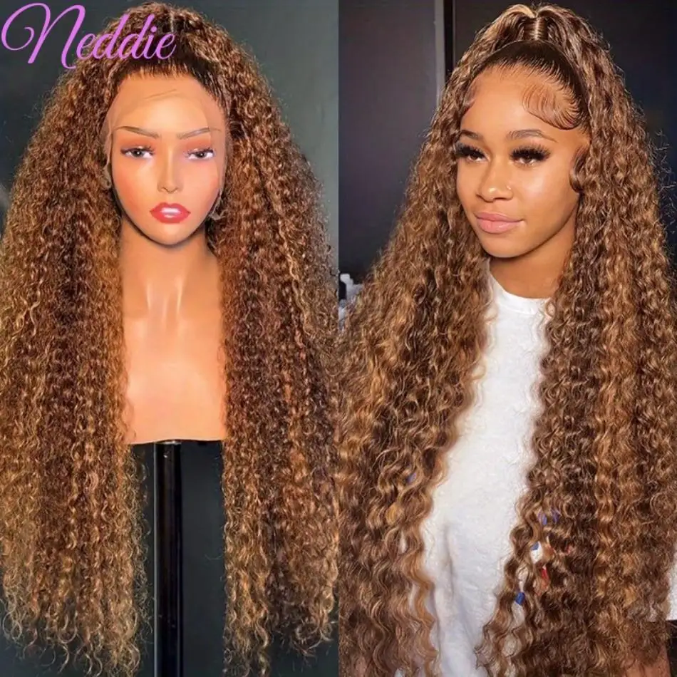 Highlight Wig Human Hair Colored Curly Wigs 13X4 13X6 Hd Lace Frontal Wig Brazilian 4/27 Deep Wave Lace Front Wigs For Women