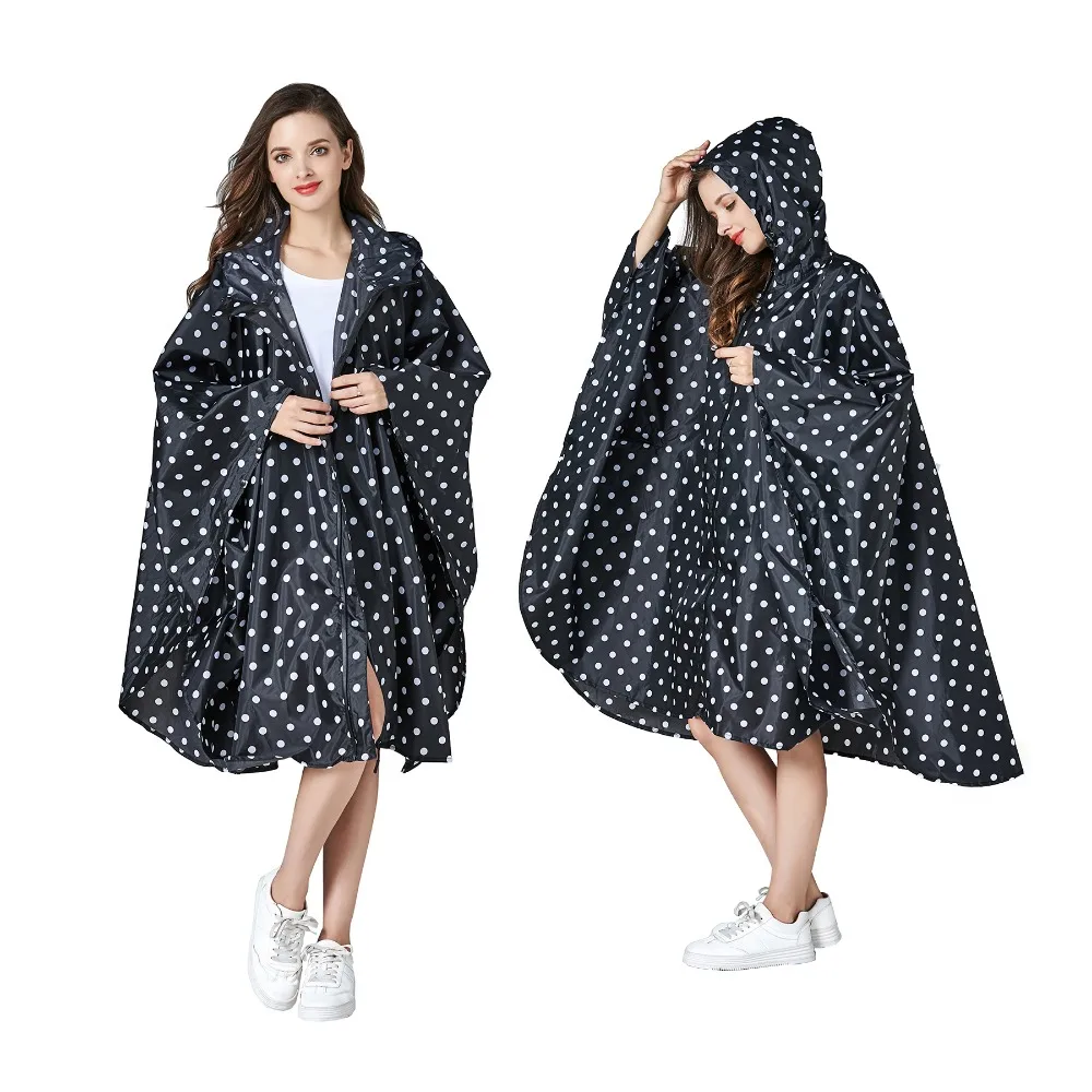 1 pack raincoat and poncho for adult women and men - reusable waterproof EVA raincoat and hood for Disney, transparent black