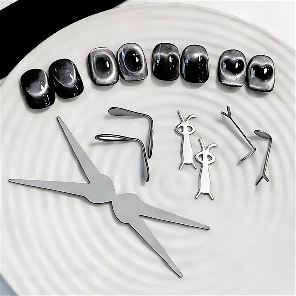 Double Headed French Cat Eye Nail Magnet Hollow Rabbit Love Stronge Magnetic Tool for Gel Nail Polish Manicure Accessories Set