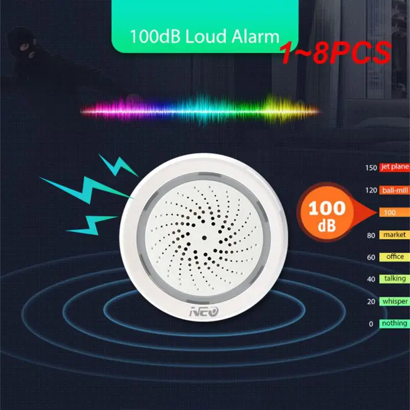 

1~8PCS Tuya Smart Life WiFi Siren Alarm 100dB Loud Speaker 18 Ringtones with Strobe Light Alert for Home Security System