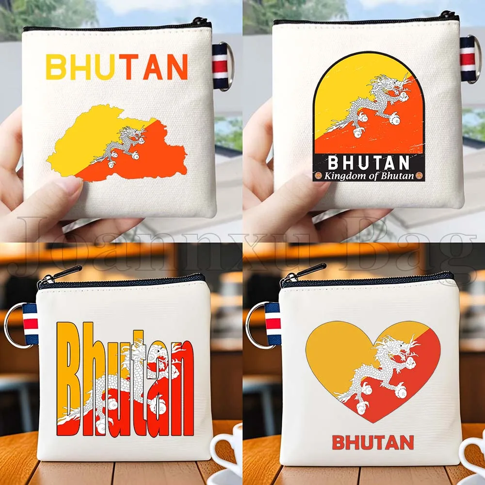 

Кошелек-монетница из хлопка с картой флага Бутана, маленькая квадратная сумка для ключей, чехол для карт, хлопковый кошелек-клатч, бутанская сувенирная продукция