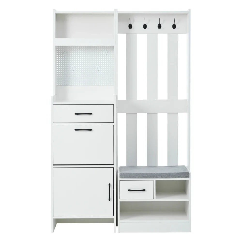 Boden-Kleiderständer, Kleiderständer, Kleiderständer, Bücherregal, 7-in-1-Kleiderständer mit Schuhbank, freistehend, Kleiderständer – Detail 21